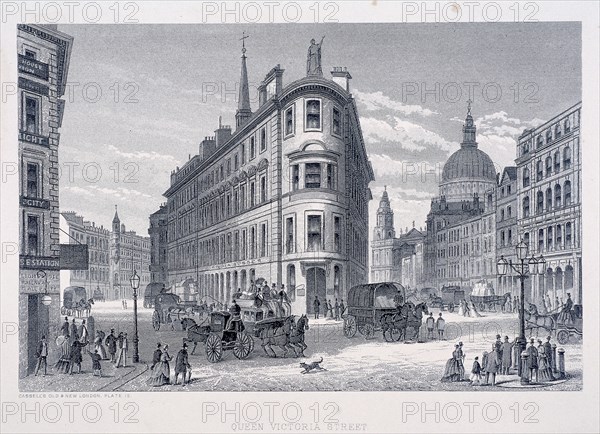 Queen Victoria Street, London, c1883. Artist: Anon