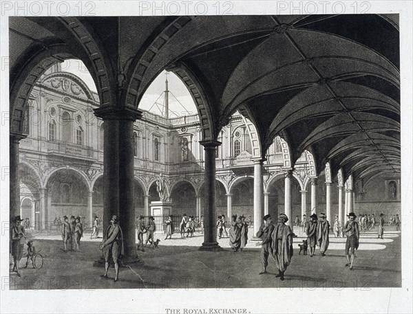 Royal Exchange (2nd) interior, London, 1798. Artist: Anon