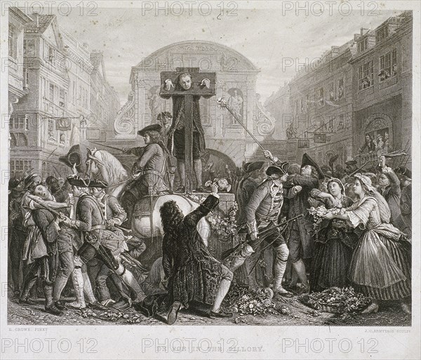 Daniel Defoe in the Pillory, Temple Bar, London, c1840?. Artist: JC Armytage