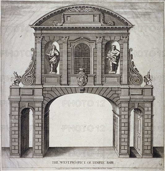 The West Prospect of Temple Bar, London, c1770. Artist: John Nixon