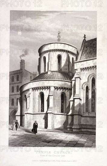 Temple Church, London, 1837. Artist: John Le Keux