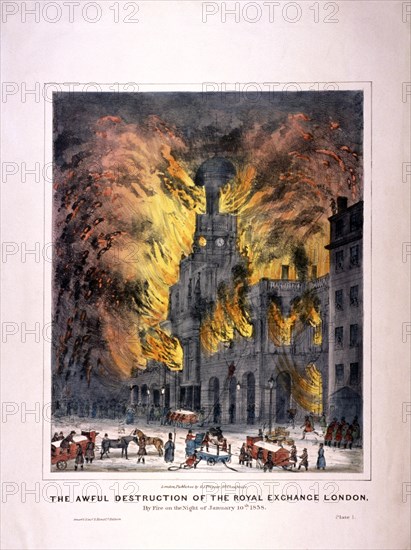 Royal Exchange (2nd) fire, London, 1838. Artist: Anon