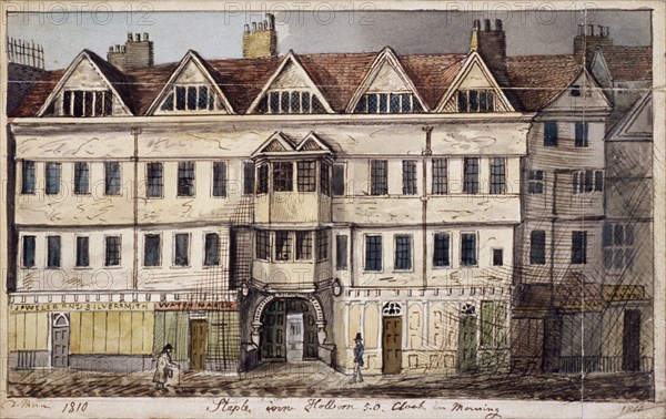 Staple Inn, London, 1810. Artist: Daniel Thorn