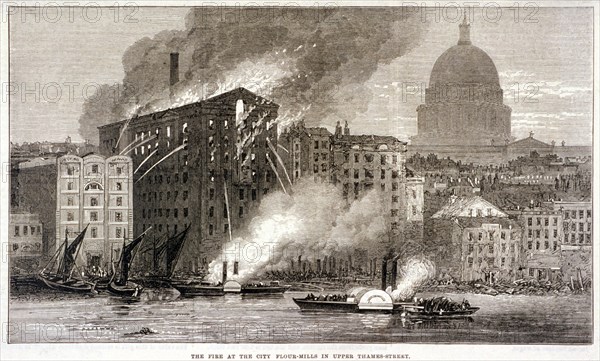 Thames Street Fire, London, 1872. Artist: Anon