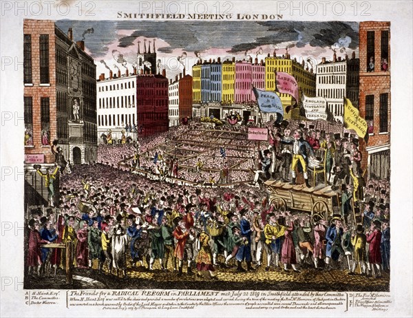 Political meeting at Smithfield, London, 1819. Artist: Anon