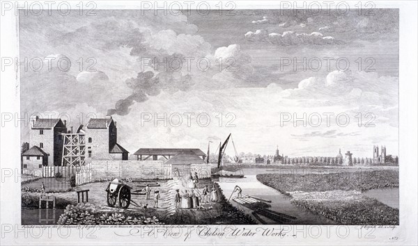 The Chelsea Water Works, London, 1752. Artist: John Boydell