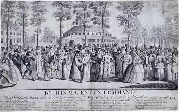 Jubilee Venetian masquerade ball in Ranelagh Gardens, Chelsea, London, 1749. Artist: Nathaniel Parr