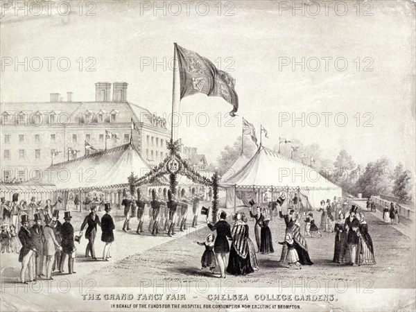 A fair held in the gardens of the Royal Hospital, Chelsea, London, c1842. Artist: Anon