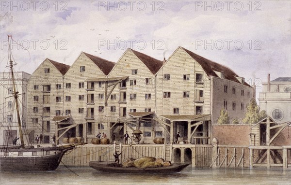 View of Chamberlain's Wharf, Tooley Street, Bermondsey, London, 1846. Artist: Unknown