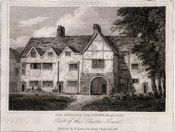 View of part of the Charterhouse, Finsbury, London, 1816. Artist: John Greig