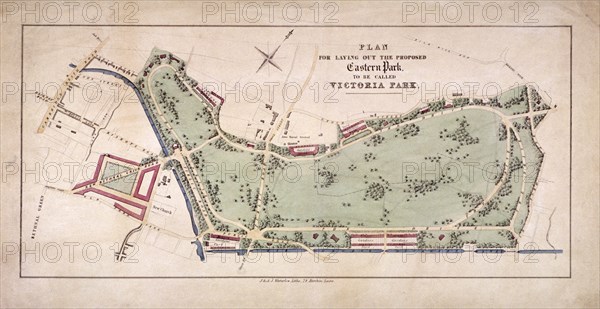 Proposed plan for Victoria Park, Hackney, London, c1845. Artist: Sir Ernest Albert Waterlow