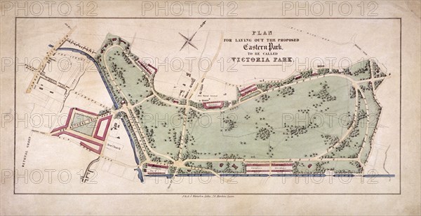 Proposed plan for Victoria Park, Hackney, London, c1845. Artist: Sir Ernest Albert Waterlow