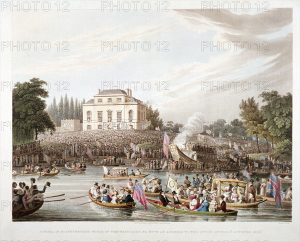 View of the River Thames at Brandenburgh House, Hammersmith, London, 1821. Artist: Matthew Dubourg