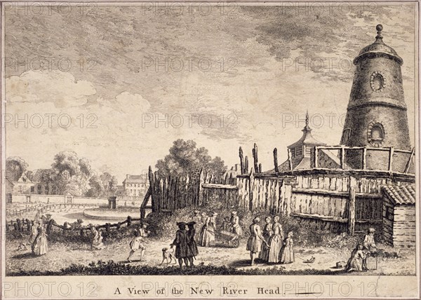 View of New River Head, Finsbury, London, c1753. Artist: Anon