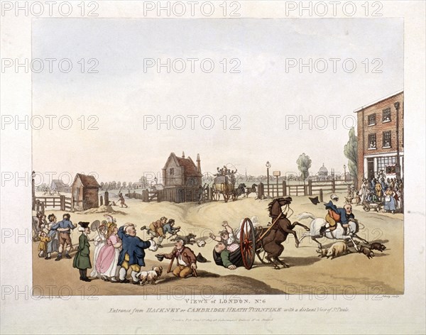 View of the Cambridge Heath Turnpike, Hackney, London, 1809. Artist: Heinrich Schutz