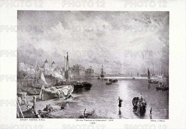 The River Thames at Greenwich, London, 1878. Creator: Birket Foster.