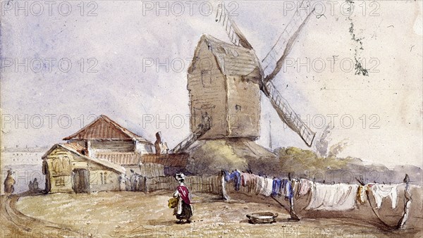 A windmill on Blackheath, Greenwich, London, 1833. Artist: George Shepheard