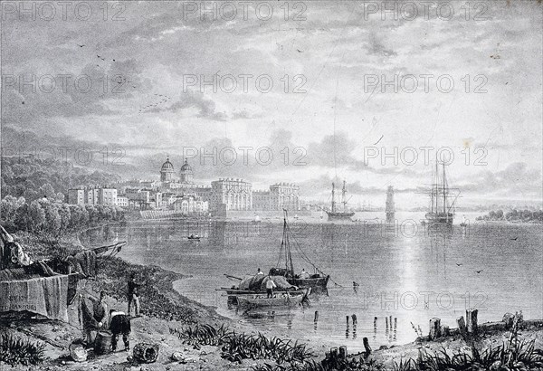 View of Greenwich Hospital, Greenwich, London, 1822. Artist: James Duffield Harding