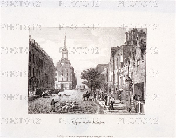 Upper Street, Islington, London, 1819. Artist: Anon