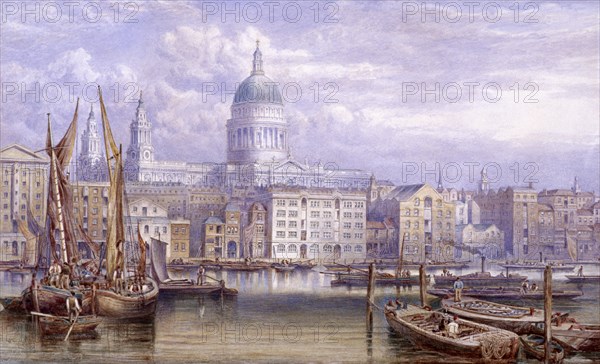 St Paul's from Bankside, London, 1883. Artist: William Richardson