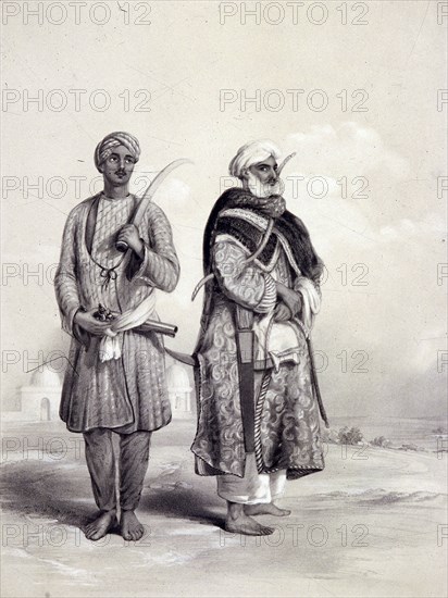 A Zemindar and a Puthan, 1844. Artist: Lowes Dickinson