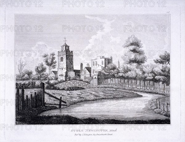 St Mary, Stoke Newington, London, c1810. Artist: Anon