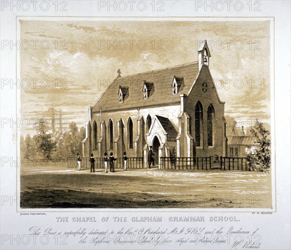 'The Chapel of the Clapham Grammar School', London, c1850. Artist: Anon