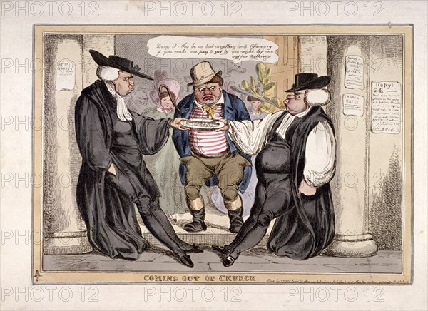 'Coming out of church', London, c1815. Artist: Anon