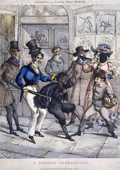 'Casualties of London street walking:a strong impression', London, 1826. Artist: Anon