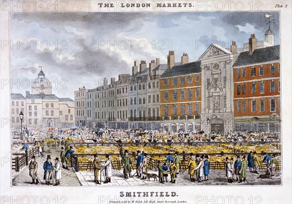 Smithfield Market, West Smithfield, London, c1825. Artist: Anon