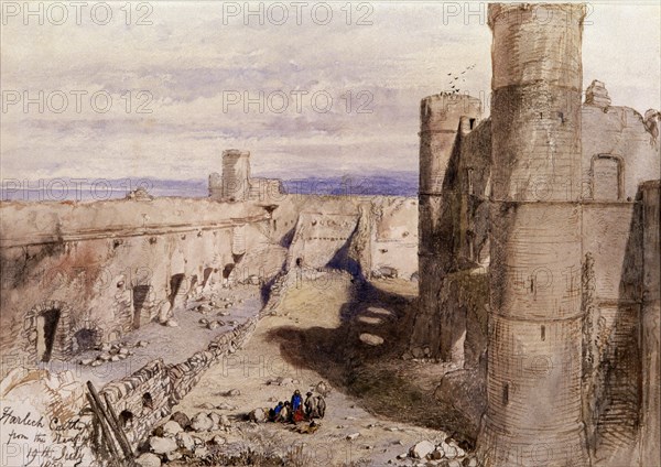Harlech Castle from the ramparts, Wales, 1850. Artist: Sir John Gilbert