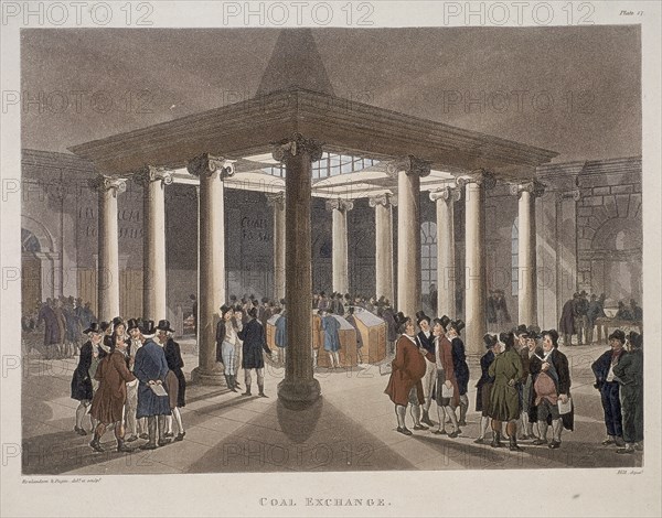 Coal Exchange, London, 1808. Artist: Augustus Charles Pugin