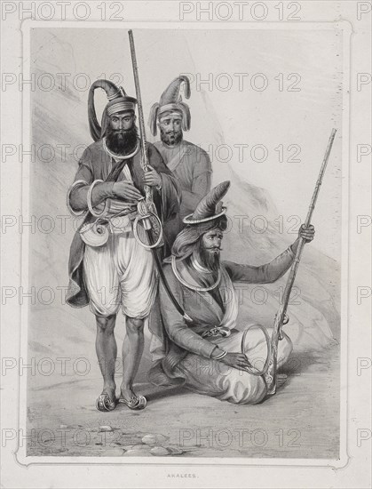 'Akalees', (Indian warriors), 1844. Artist: Lowes Dickinson