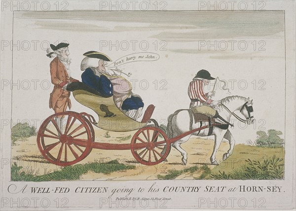 'A Well-Fed Citizen going to his Country Seat at Hornsey', 1773. Artist: Anon