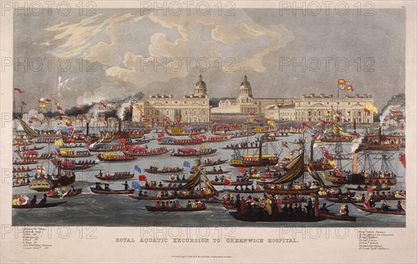 'Royal Aquatic Excursion to Greenwich Hospital', 1838. Artist: Anon