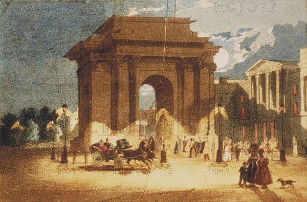 Hyde Park Corner, Westminster, London, c1835. Artist: W Spooner