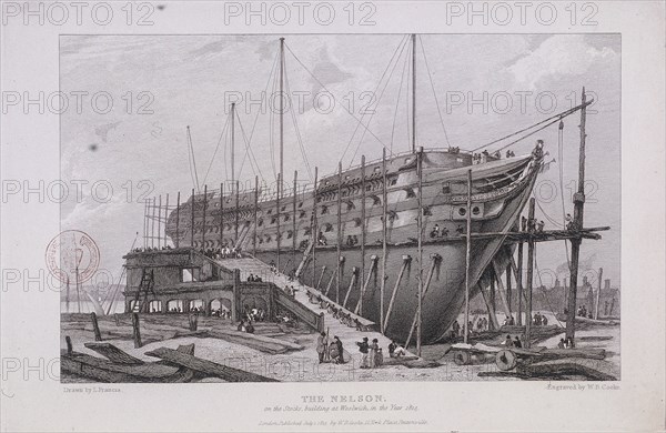 The 'Nelson' at the Royal Dockyard, Woolwich, London, 1815. Artist: William Bernard Cooke