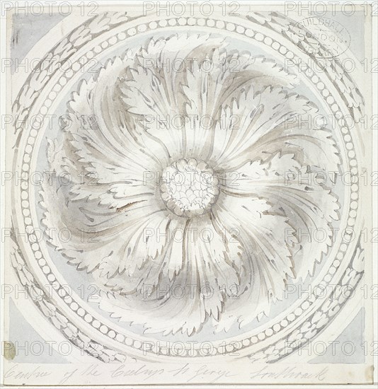 Surround from the ceiling of St George the Martyr, Southwark, London, 1831. Artist: John Hassell