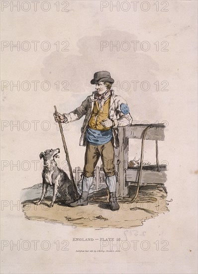 A drover and his dog, Provincial Characters, 1813. Artist: Anon