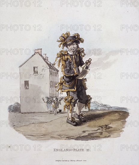 A chimney-sweep dressed in May Day costume, Provincial Characters, 1813. Artist: Anon