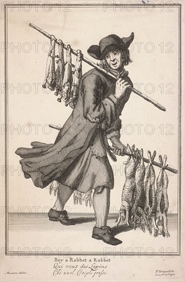 'Buy a Rabbet a Rabbet', Cries of London, (c1688?). Artist: Pierce Tempest