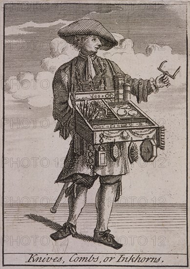 'Knives, Combs, or Inkhorns', Cries of London, (c1688?). Artist: Anon