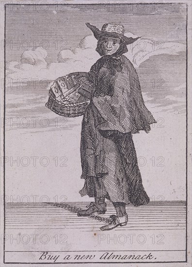 'Buy a new Almanack', Cries of London, (c1688?). Artist: Anon