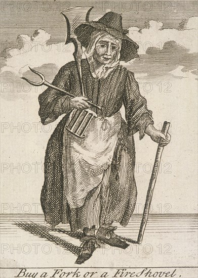 'Buy a Fork or a Fire Shovel', Cries of London, (c1688?). Artist: Anon