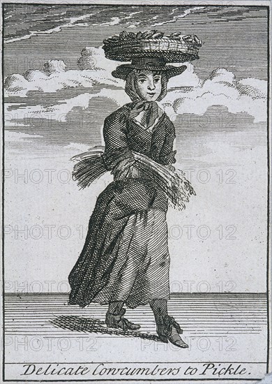 Delicate Concumbers to Pickle', Cries of London, (c1688?). Artist: Anon