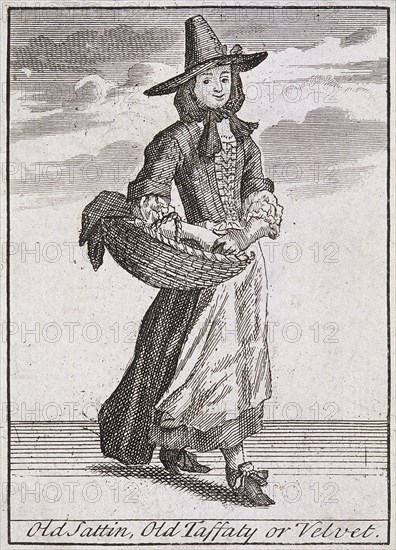 'Old Sattin, Old Taffaty or Velvet', Cries of London, (c1688?). Artist: Anon