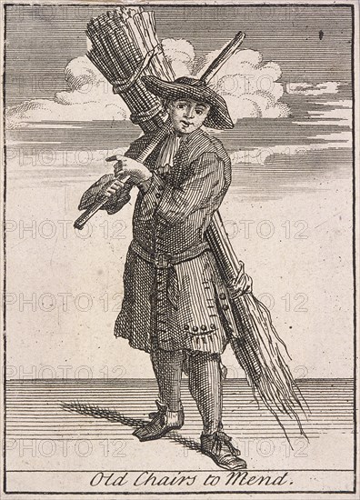 'Old Chairs to Mend', Cries of London, (c1688?). Artist: Anon