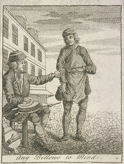 'Any Bellows to Mend', Cries of London, (c1688?). Artist: Anon