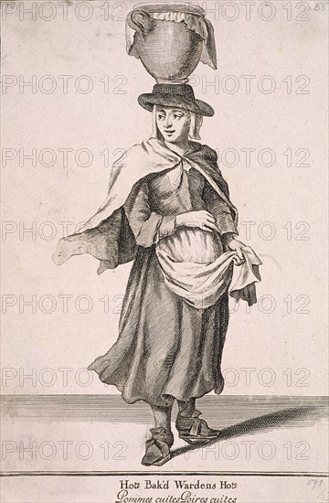 'Hot Bak'd Wardens Hot', Cries of London, (c1688?). Artist: Anon