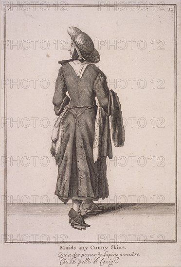 'Maids any cunny skins', Cries of London, (1688?). Artist: Anon